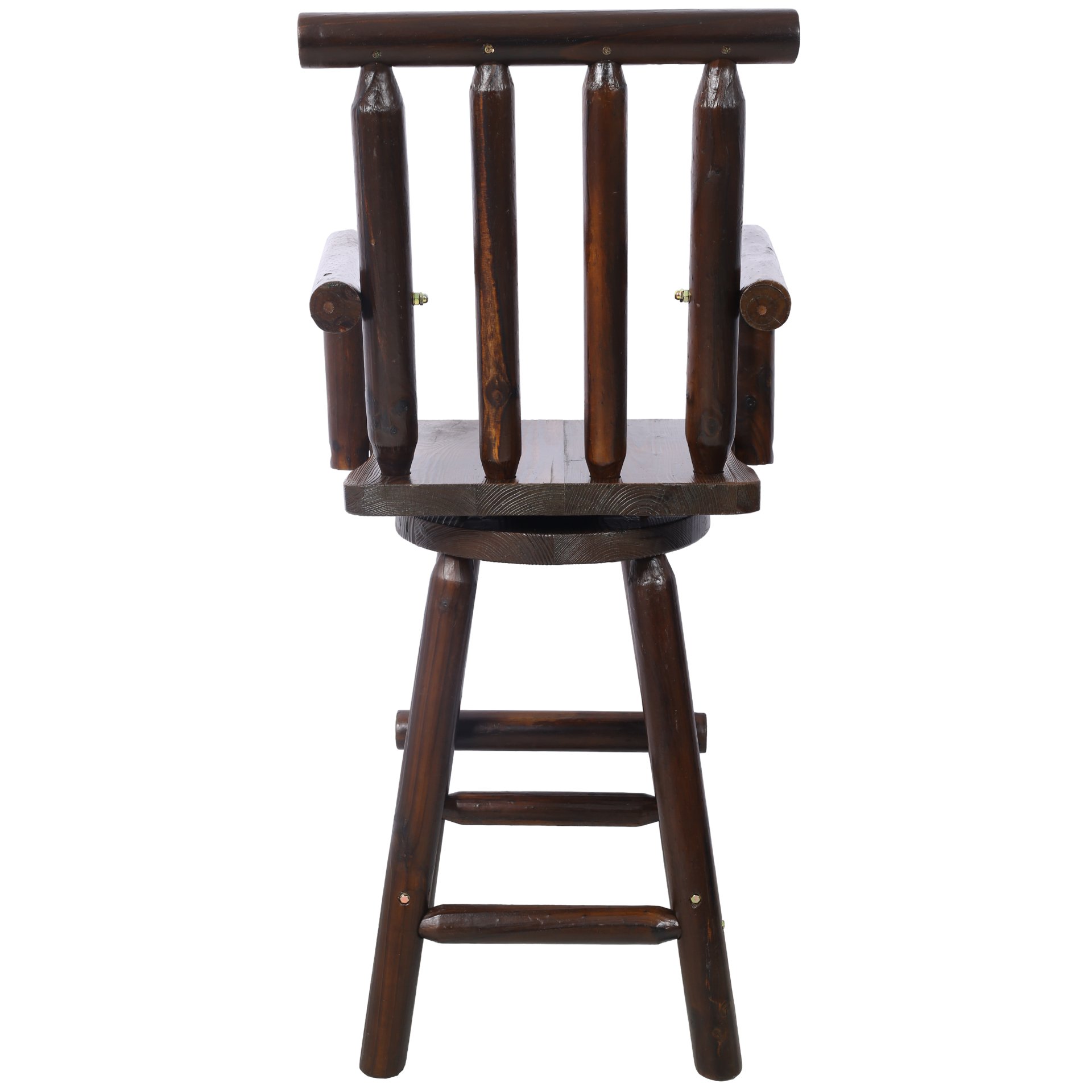 Rustic Bar Stool Fir Wood Construction, Chair With Footrest, Wide Armrest, Rustic Kitchen Stool, Tall Bistro Chair For Dining Room, Restaurant, Pub, 4 Foot - Brown - Image 9