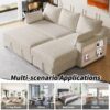 Pull Out Sleeper Sofa L-Shaped Couch Convertible Sofa Bed With Storage Chaise, Storage Racks And USB Ports - Beige - Image 9