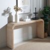 Console Table With Wood Beads Curved Waterfall Style Table - Antique Natural / Natural / Rustic / Natural / White - Image 4
