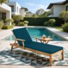 Outdoor Lounge Chair Cushion Set Polyester, UV & Fade Resistant, 2 Pieces - Lake Blue - Image 9