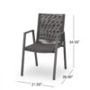 Outdoor Modern Aluminum Dining Chair With Rope Seat (Set of 2) - Gray / Dark Gray - Image 3