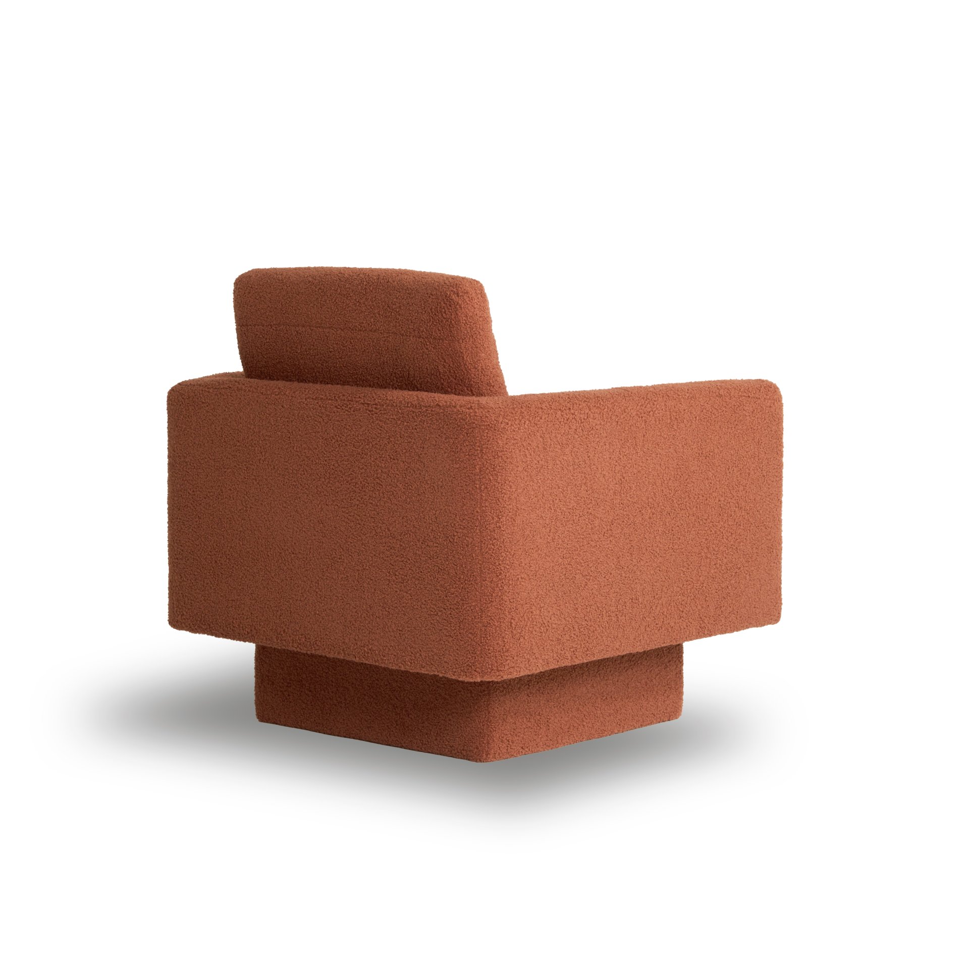 360° Modern Swivel Accent Chair Round Armchair, Thick Padded Single Lounge Sofa Upholstered Comfy - Brick Red - Image 11
