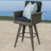 Outdoor Rattan Swivel Barstool With Water Resistant Cushion - Mixed Black / Dark Gray - Image 4