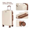 5 Piece Set (20"24"28 +A Travel Bag And A Toiletry Bag), Hard Case Spinner Wheels Luggage Sets With Tsa Lock Carry On Suitcase Luggage Durable Suitcase - Creamy White - Image 4
