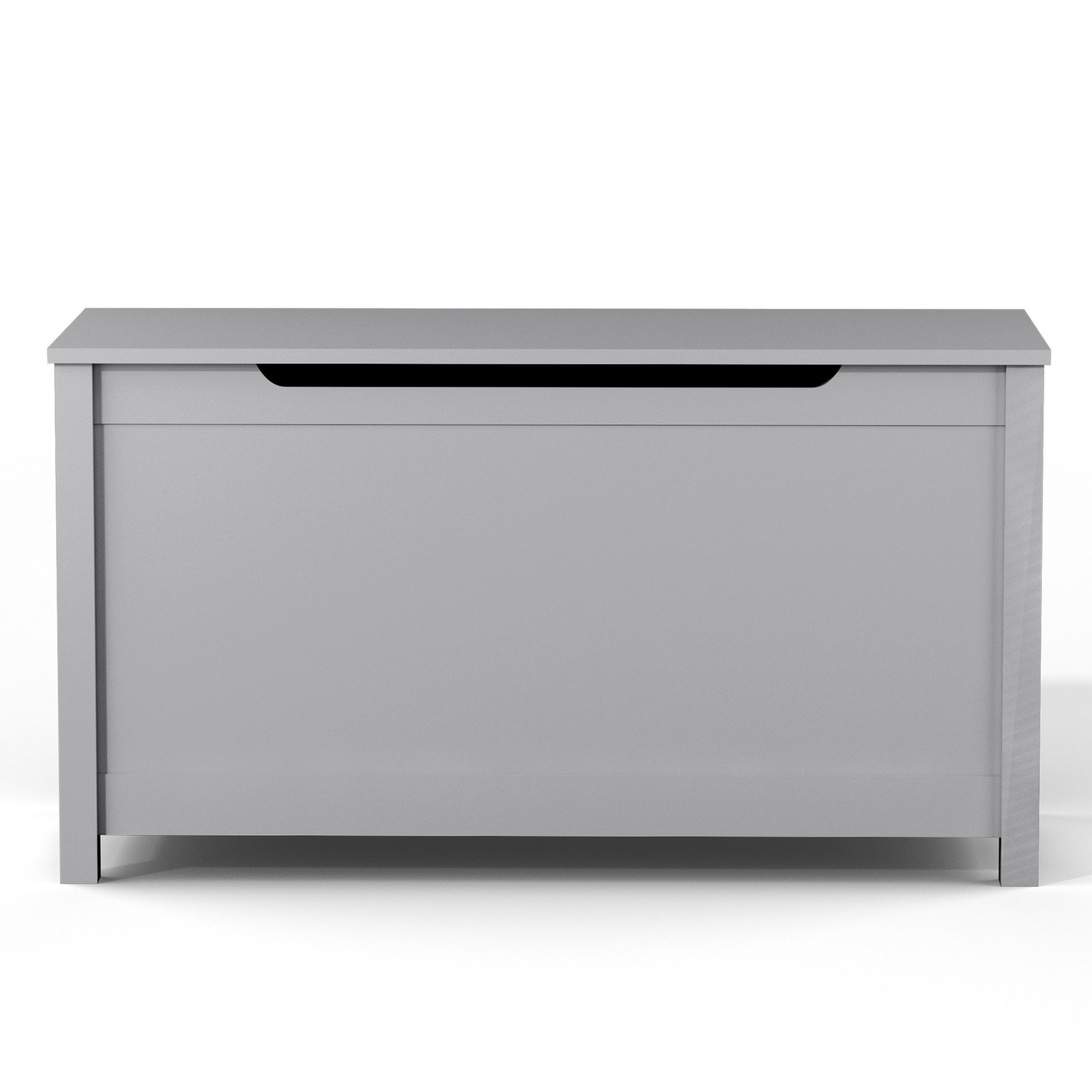 Kids Wooden Toy Box Storage With Safety Hinged Lid For Ages 2+ - Gray - Image 21