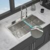 Topmount Drop In Kitchen Sink With Double Bowl Design - Brushed Nickel - Image 5
