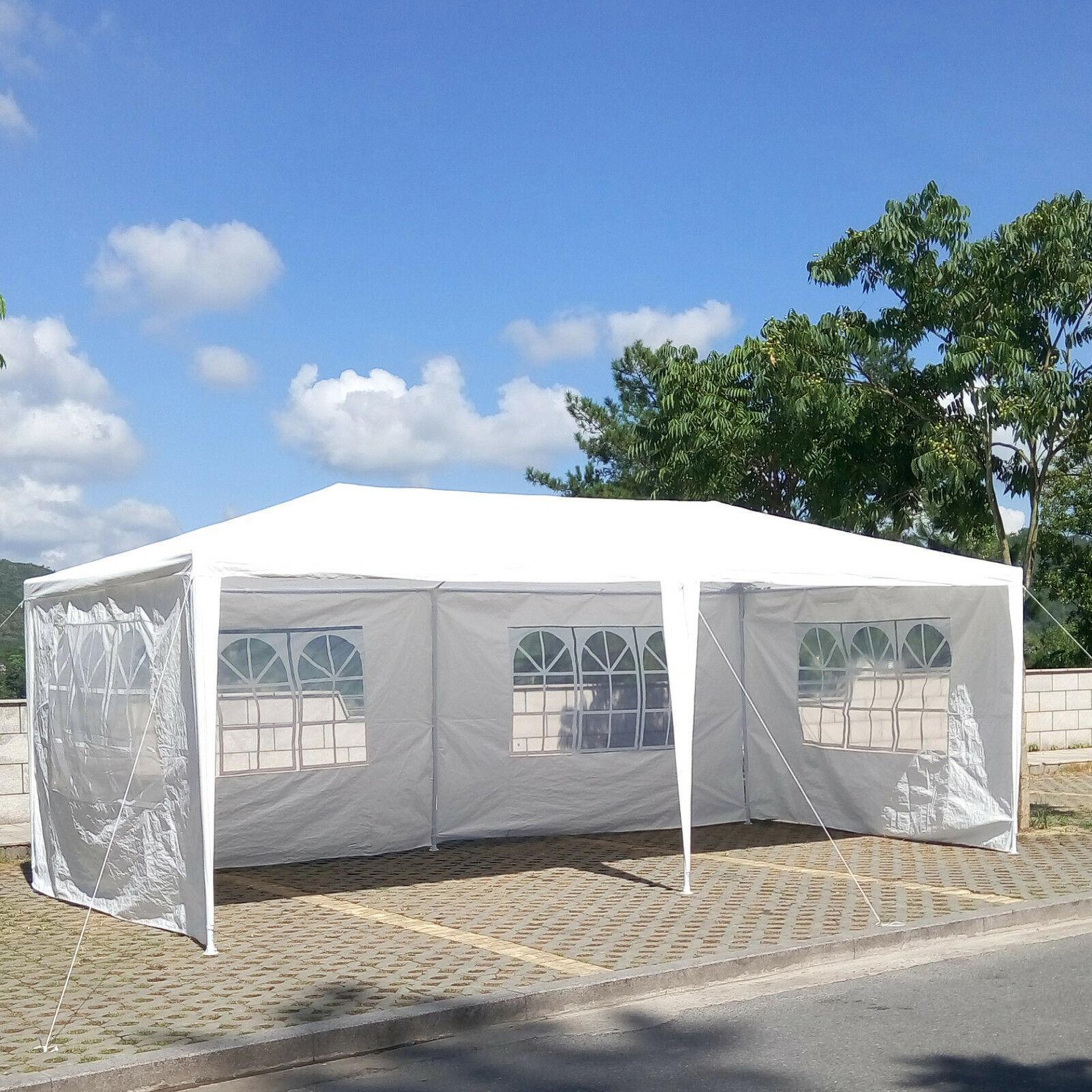 Wedding Party Canopy Tent Outdoor Gazebo With 6 Removable Sidewalls - White - Image 5