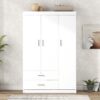 3 Door Wardrobe With 2 Drawers - White - Image 9