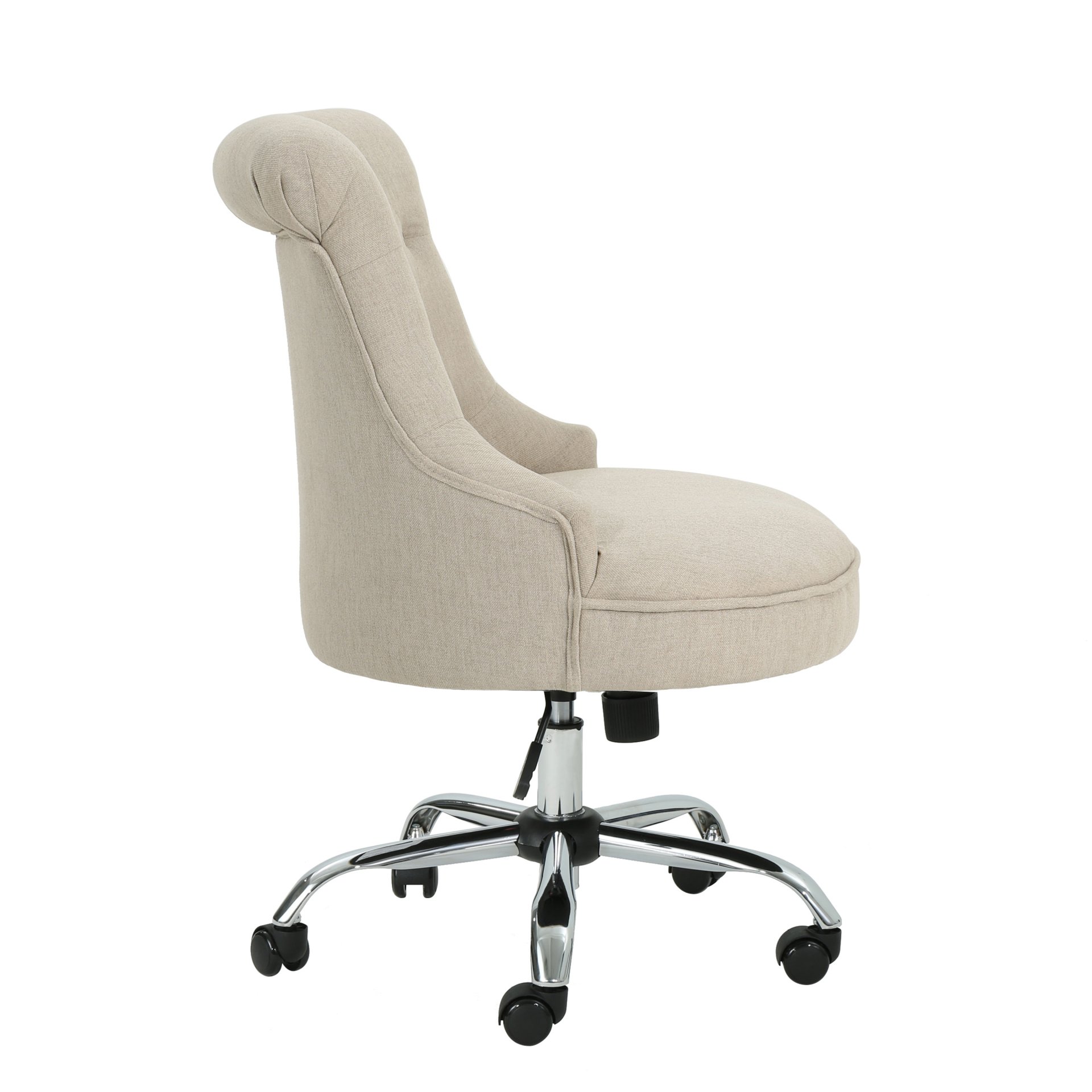 Fidelity - Upholstered Office Chair With Sloped Arms And Rolled Backrest - Wheat / Chrome - Image 5