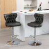 Swivel Barstools Adjusatble Seat Height From 25-33", Modern Upholstered Chrome Base Bar Stools With Backs Comfortable Tufted For Home Pub And Kitchen Island - Dark Gray - Image 13