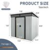 6Ft X 5Ft Outdoor Metal Storage Shed With Lockable Sliding Doors And Transparent Plate For Garden, Lawn - White / Black - Image 4