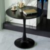 Mid Century Round Dining Table With Top & Pedestal Base For 2 - 4 People - Black - Image 5