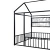 Full Size Bed House Frame With Fence And Shelves - Black - Image 7