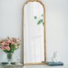 Wood Floor Mirror, Full Body Mirror Dressing Make Up Mirror For Bathroom Bedroom Living Room - Gold - Image 4