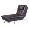 Padilla - Synthetic Leather Chaise Lounge With Pillow USB - Brown - Image 4