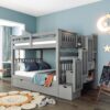 Full Over Full Bunk Bed With Shelves And 6 Storage Drawers - Gray - Image 7