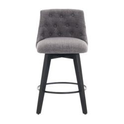 Swivel Bar Stools (Set of 2) Modern Counter Height Stools With Linen Upholstery & Button Tufted Back For Kitchen Island, Breakfast Bar Or Home Pub - Dark Gray