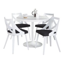 Dakota Charlotte - 5 Piece Contemporary Dining Set - White / Charcoal
