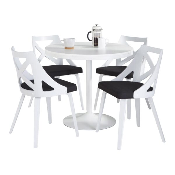 Dakota Charlotte - 5 Piece Contemporary Dining Set - White / Charcoal