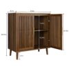 Farmhouse Sideboard Buffet Cabinet With Louvered Doors, Wood Coffee Bar Storage For Kitchen & Living Room - Walnut - Image 3