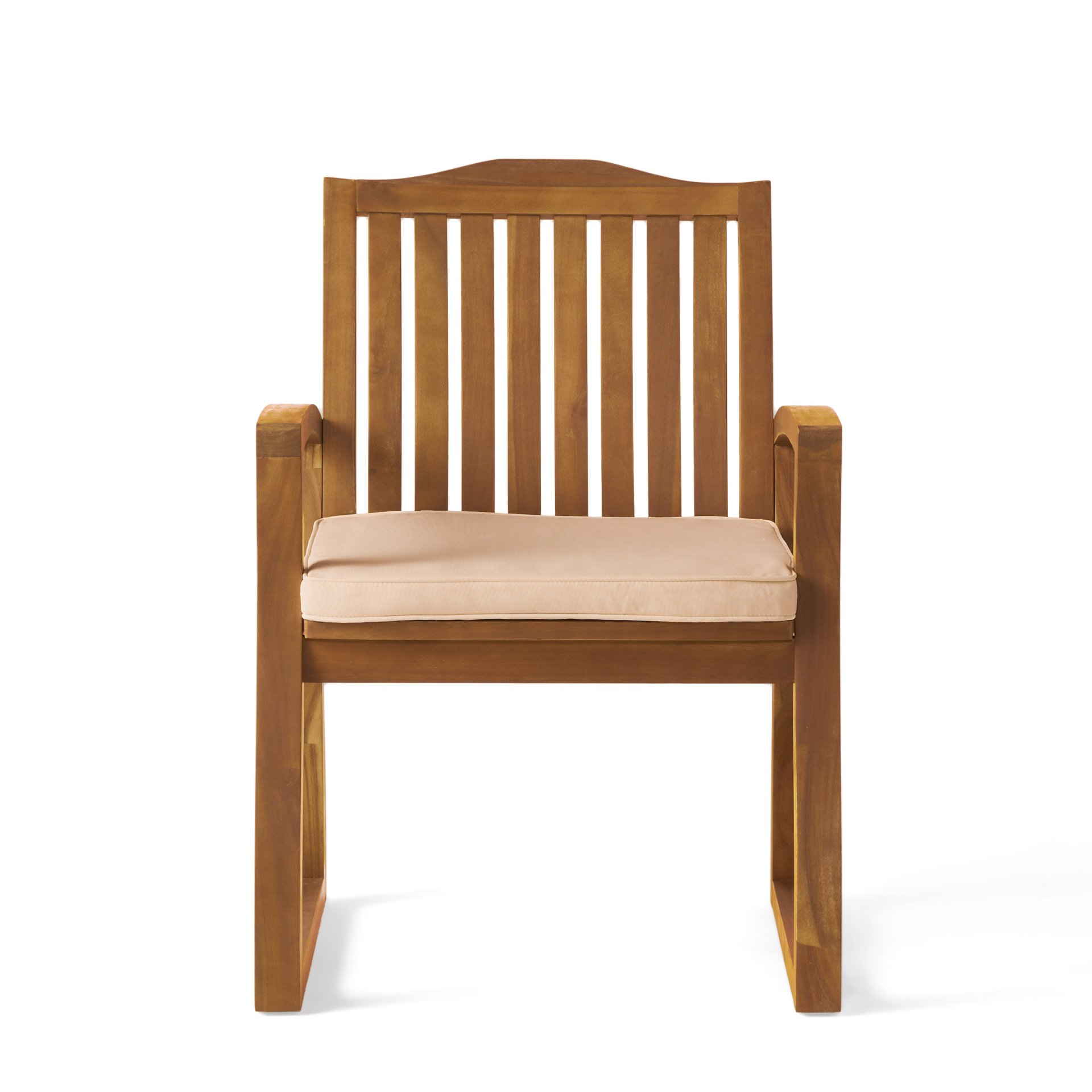 Della - Wood Armchair (Set of 2) Outdoor Dining Chairs - Cream - Image 8