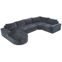 Oversized Modular Sofa Cloud Sectional Sofa Set Upholstered Couches U - Shaped Sofa With Deep Seat For Living Room - Gray