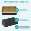 Undermount Kitchen Sink 32" X 19", 16 Gauge Deep Single Bowl - Gold - Image 10