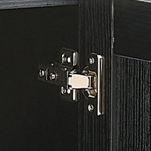 Side Panel Buffet Cabinet With Natural Rattan Door, Rattan Storage Cabinet With Adjustable Shelves, Side Panel And Buffet With Storage Space, Modern Console Cabinet In Bedroom And Living Room - Black / Beige - Image 9