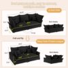 Modern Comfy Upholstered Sofa Cloud Couch, Deep Seat Couches With Multiple Large Soft Pillows, Convertible Deep Seat Chaise Longue For Living Room - Black - Image 15