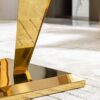 Modern Rectangular Coffee Table With Marble Pattern Top, Stainless Steel Base - Gold - Image 12