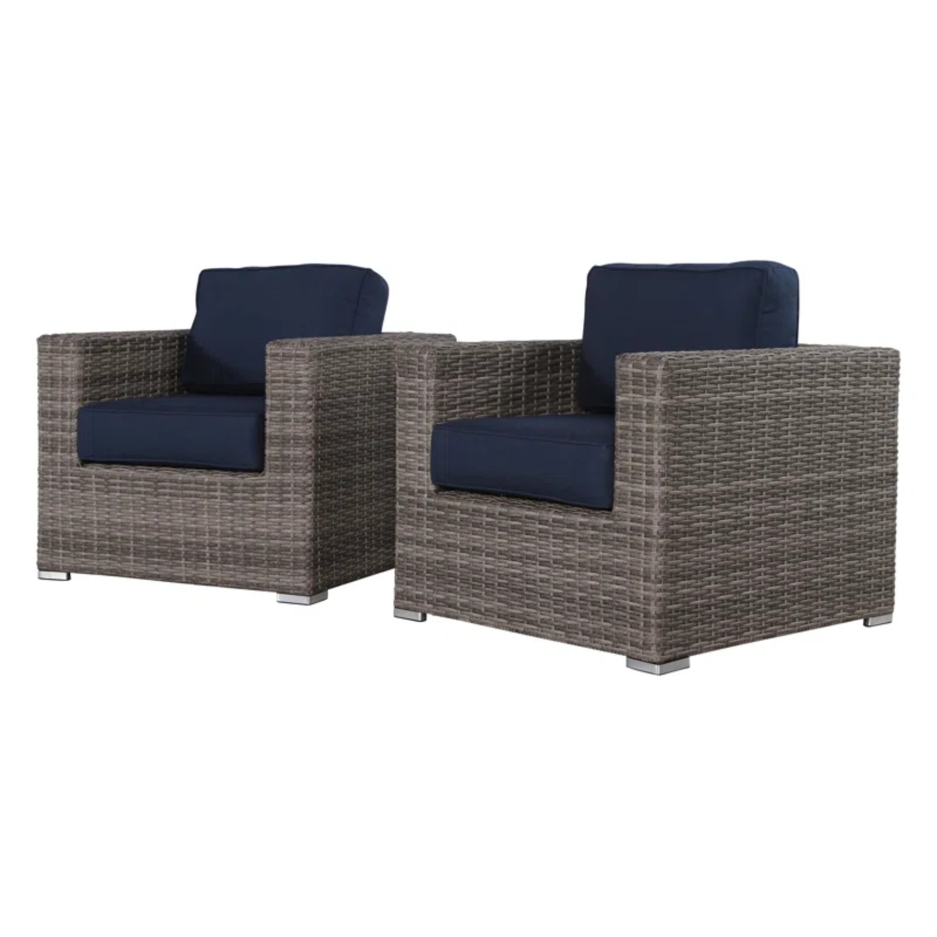Club Chair (Set of 2) - Brown Gray / Navy Blue - Image 6
