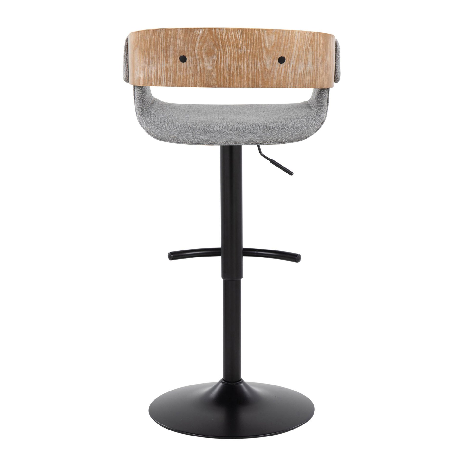 Elisa - Mid-Century Modern Adjustable Barstool With Swivel With Rounded T Footrest (Set of 2) - Black / Whitewashed / Gray - Image 5