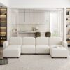 Velvet Modular Sectional Sofa, U Shaped Reversible Couch Set, Free Combination, 6 Seat Sleeper Cloud Sofa Bed With Ottoman, Convertible Oversized Indoor Furniture Pieces - Beige - Image 13