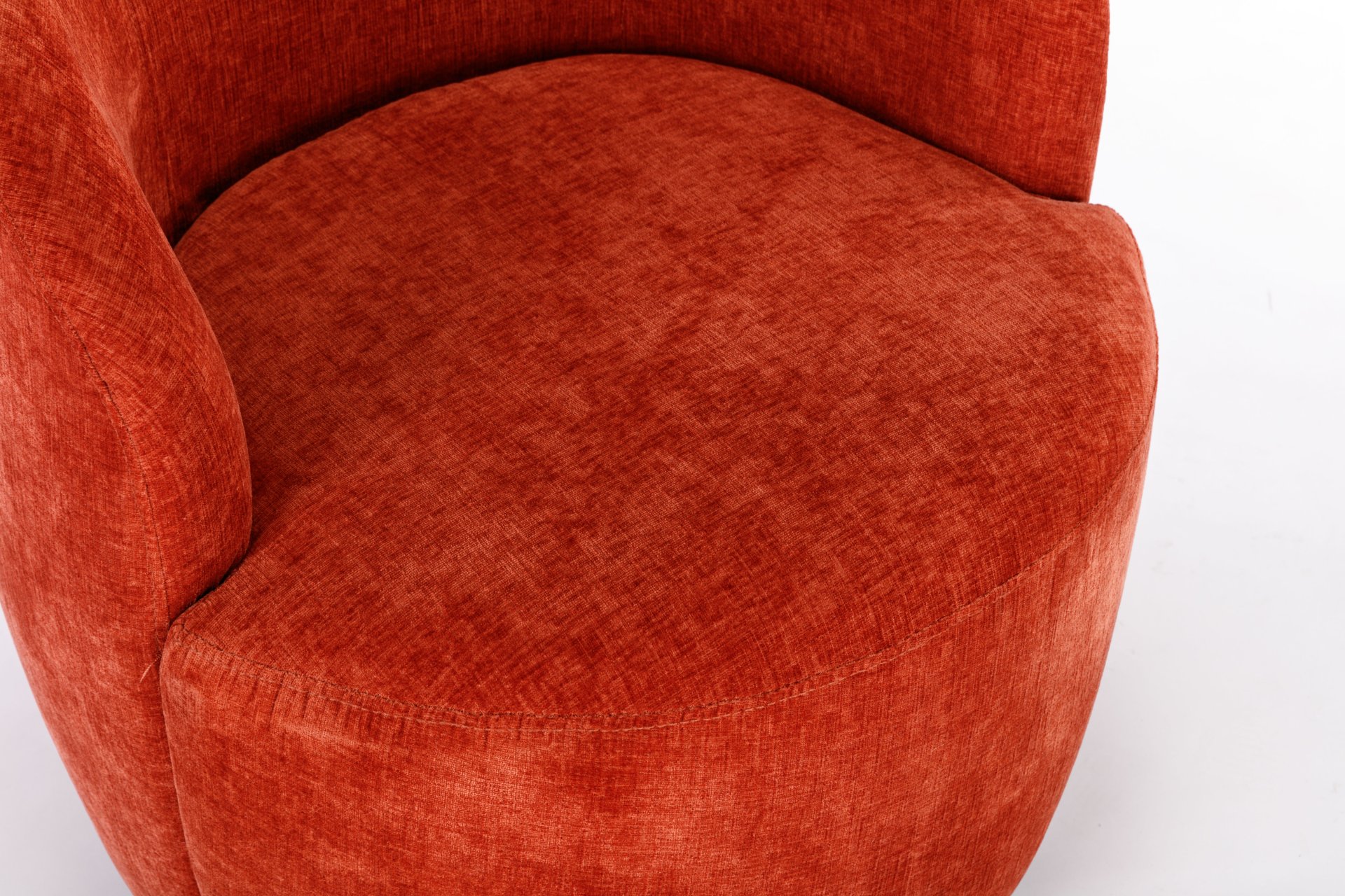 Chenille Fabric Swivel Accent Armchair Barrel Chair With Black Powder Coating Metal Ring - Orange - Image 17