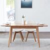 Round Corner Diagonal Leg Telescopic Table For 6-8 People To Meet Dining Table - Light Natural - Image 2