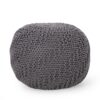 Hazel - Modern Knitted Cotton Yarn Round Pouf With Eco Friendly Pet Fibers - Dark Gray - Image 9