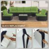 Cushion Covers For 7 Piece Wicker Sectional Sofa, 14 Pack Seat And Back Slipcovers With Zipper - Green - Image 5