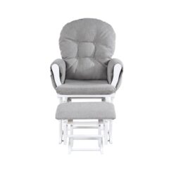 Mason - Glider And Ottoman White Wood - Oyster Fabric