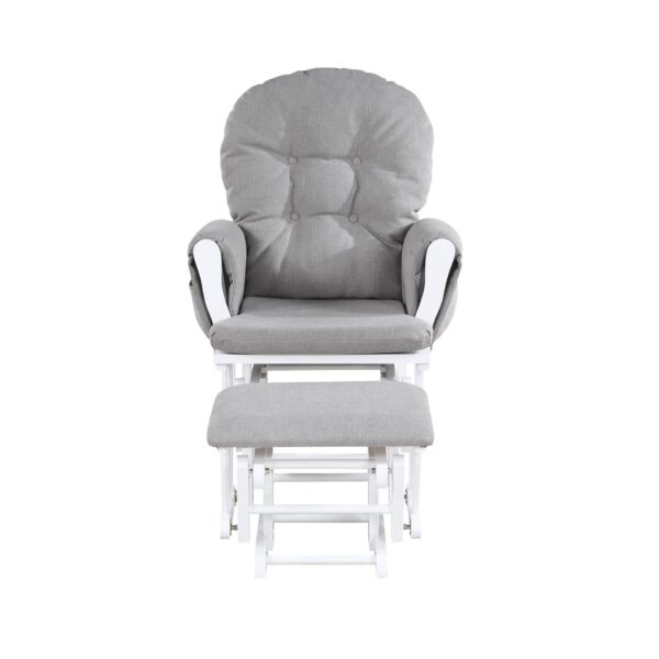 Mason - Glider And Ottoman White Wood - Oyster Fabric