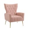 Modern Accent Chair With Ottoman, Comfy Armchair For Living Room, Bedroom, Apartment - Pink - Image 13