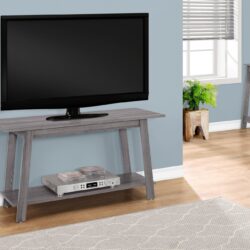 TV Stand, Console, Media Entertainment Center, Storage Shelves, Contemporary & Modern - Gray
