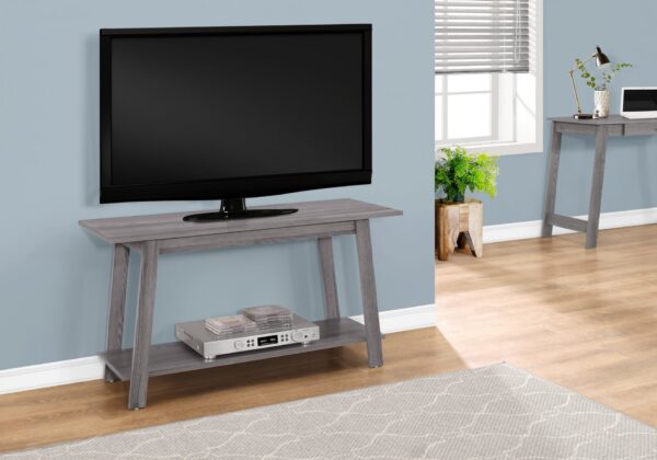 TV Stand, Console, Media Entertainment Center, Storage Shelves, Contemporary & Modern - Gray