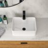 Rectangular Vessel Sink With Faucet & Drain - White / Black - Image 4
