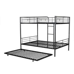 Full Over Full Metal Bunk Bed With Trundle - Black