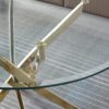 Contemporary Round Clear Dining Tempered Glass Table With Gold Finish Stainless Steel Legs - Gold - Image 4