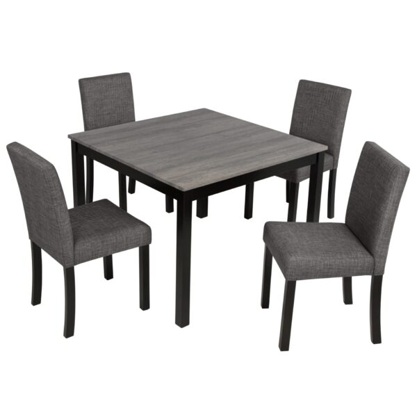 Modern 5 Piece Dining Table Set With 4 Chairs For Kitchen Or Dining Room - Light Gray / Black