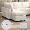 Sectional Sofa Couch Sofa Bed U-Shaped Sofa With Two Movable Ottoman And Three USB Ports For Living Room - Beige - Image 6