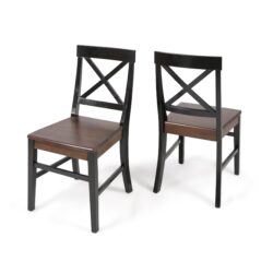 Plethora - Dining Chair With X Shaped Back (Set of 2) - Black / Walnut