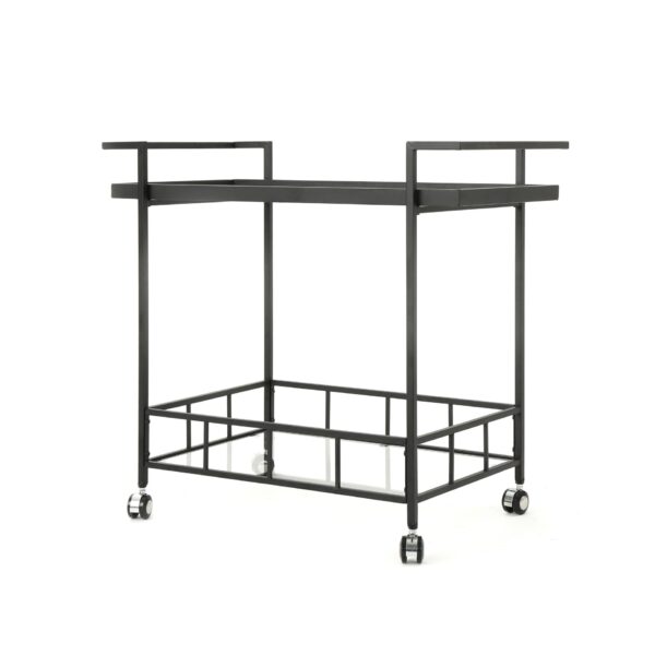 2 Tier Bar Cart, Utility Cart, Rolling Serving Cart, Kitchen Cart With Storage Shelves - Black