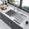 33" Undermount Kitchen Sink Single Bowl 16 Gauge, 10" Deep Basin - Brushed Nickel - Image 2